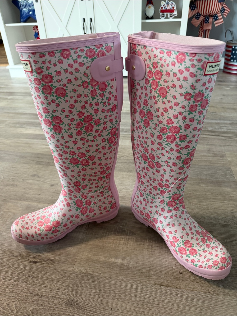 Hunter X Love Shack Fancy tall floral rain boots 🌸🩷 - Picture 2 of 8